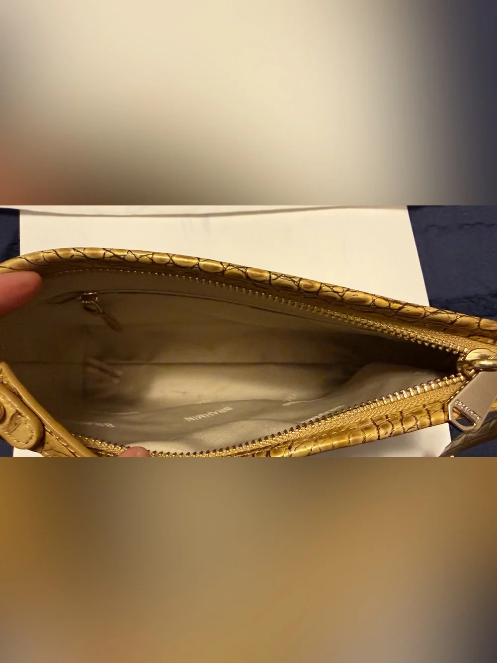 Brahmin Lorelei Metallic Gold Croc-Embossed Shoulder Bag